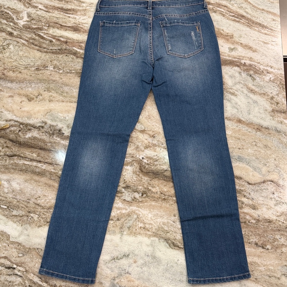 American Vintage Denim Straight Leg Jeans with Artistic Patches - Picture 3 of 6